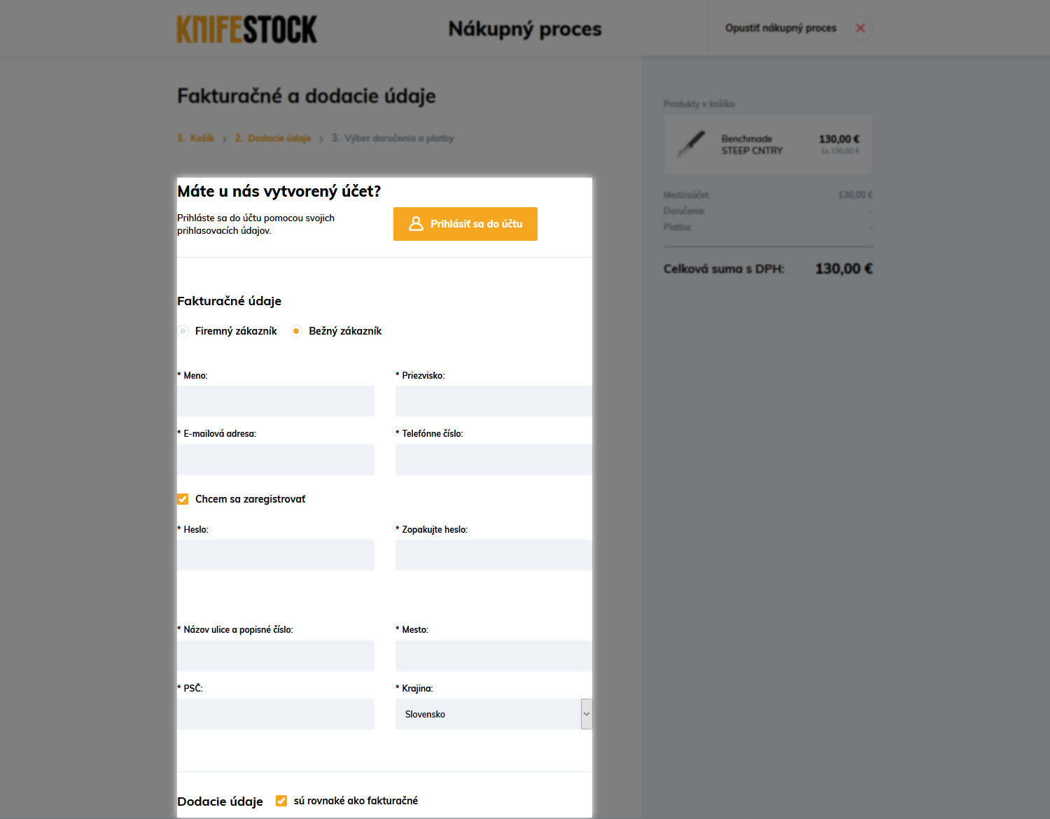 instrukcja jak kupować na knifestock.pl - dane do wysyłki
