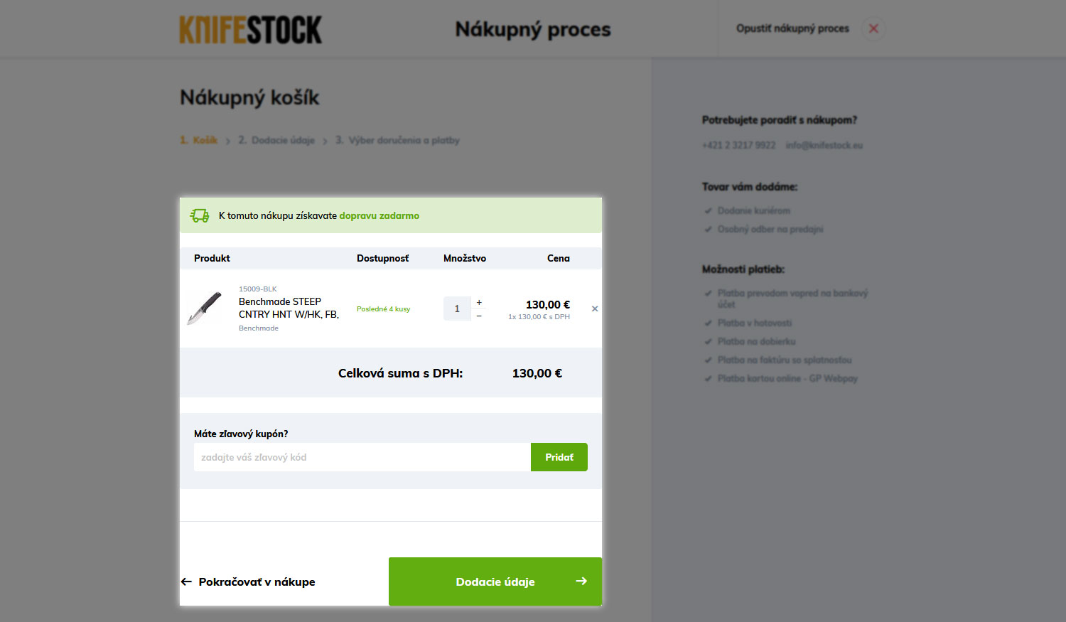 instrukcja jak kupować na knifestock.pl - koszyk